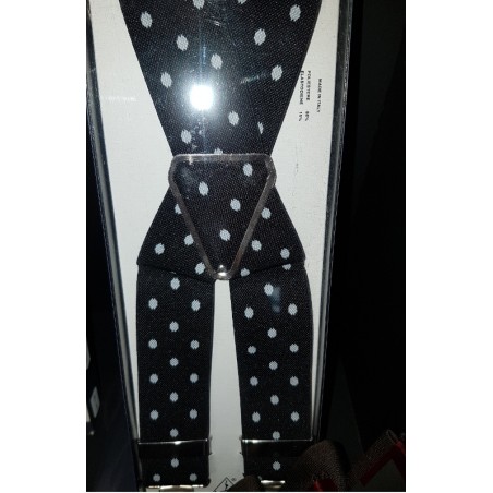 Suspenders Black w White Polka Dots L