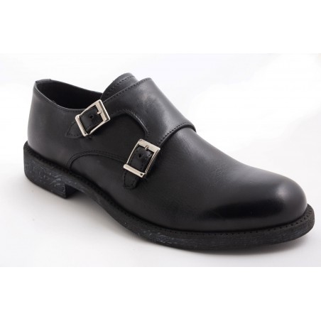 G.Papadogamvros SALAH 2 Buckle Bottalato Nero MADE IN ITALY